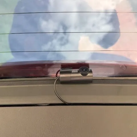 Rear dashcam installed on rear windscreen